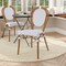 Flash Furniture Lourdes Thonet French Bistro Stacking Chair, White and Gray PE Rattan and Bamboo Print Alum Frame SDA-AD642002S-WHGY-NAT-GG - alternate 1